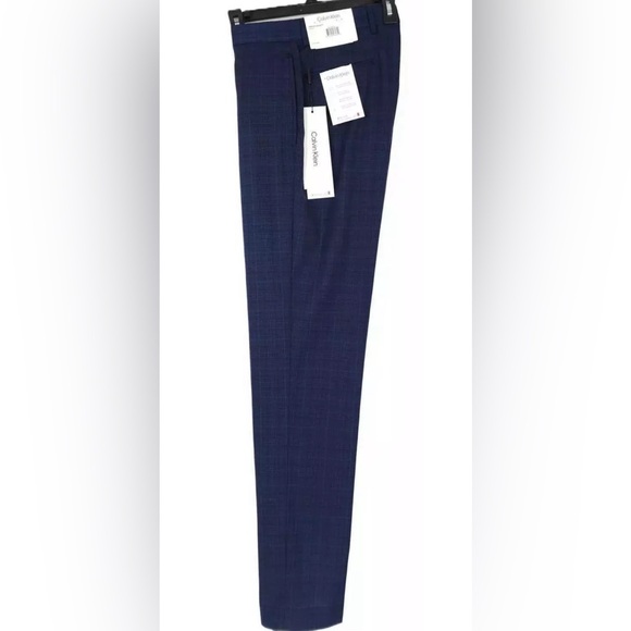 Calvin Klein Men's Slim-Fit Stretch Dress Pants Blue/Black Plaid 38x32 New Tags - Picture 8 of 9